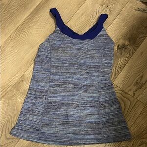 Lululemon size small blue striped tank top with built in bra